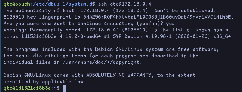 SSH access in docker container