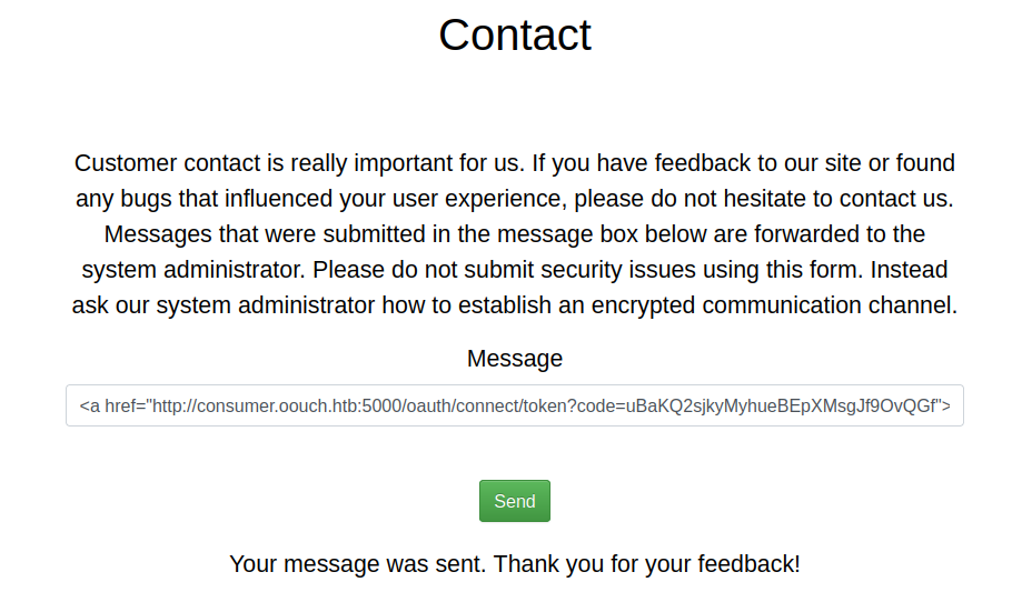 CSRF link sent to admin