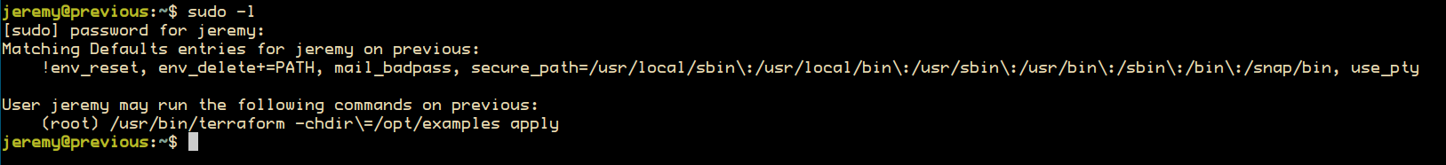 Jeremy sudo privileges