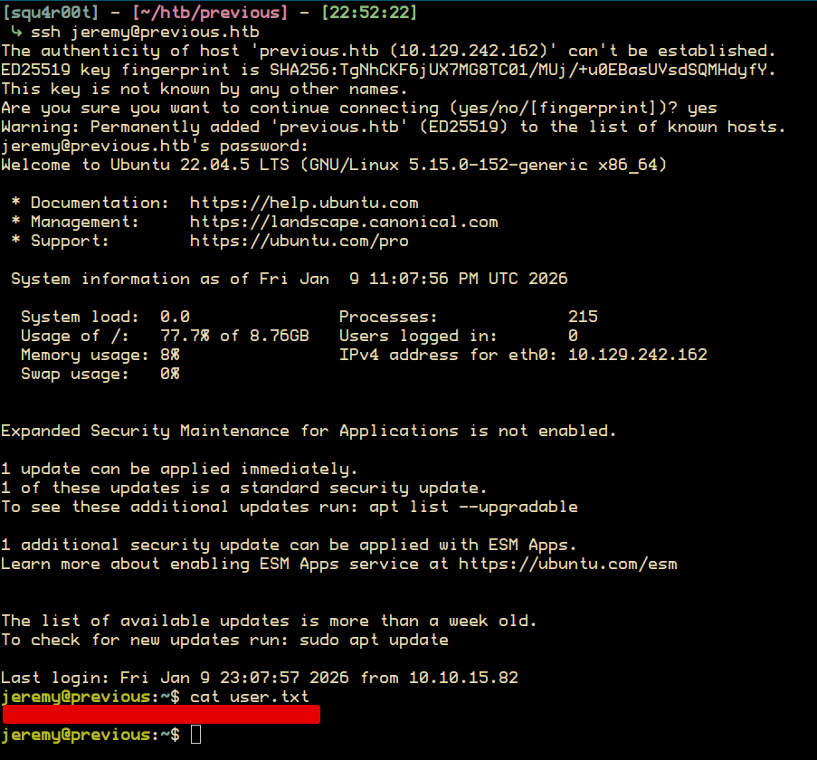 User Flag Retrieved !
