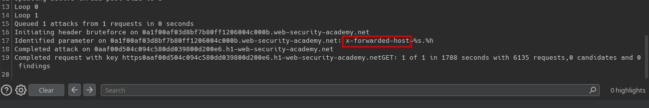 X-Forwarded-Host header found by Param Miner